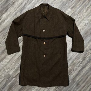 Vintage Frankonia Jagd Weyrer Austrian Wool Loden Coat Brown Lodenmantel 42